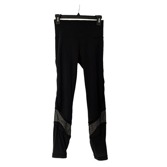 Lululemon Black High Rise Mesh Workout Leggings w/ Hidden Waist Pocket - Size 4 - Picture 1 of 3